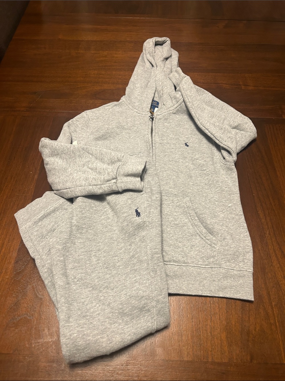 Polo by Ralph Lauren Light Gray Full-Zip Hoodie and Jogger Pants